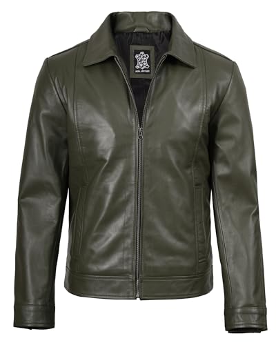 Image of fjackets Men's Real Lambskin Leather Jacket - Shirt-Collar Moto Biker Style Year-Round Wear