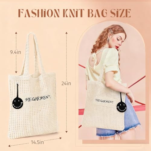 Image of PALAY Tote Bag for Woman Girls Bow Crochet Shoulder Bag Coquette Cute Knitted Women Handbags
