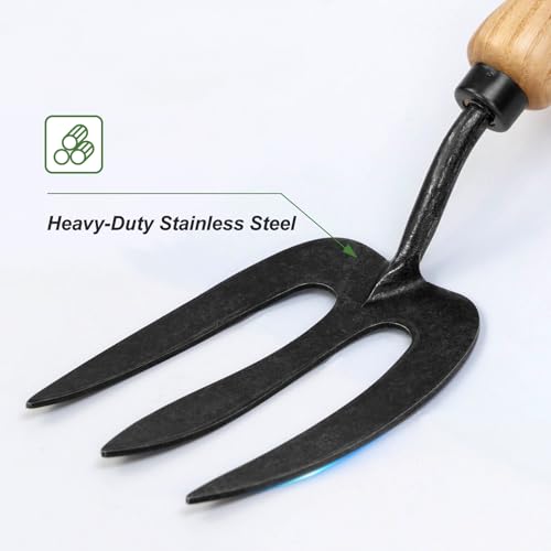 Cultivador manual mano acero madera 3 dientes miniatura 3