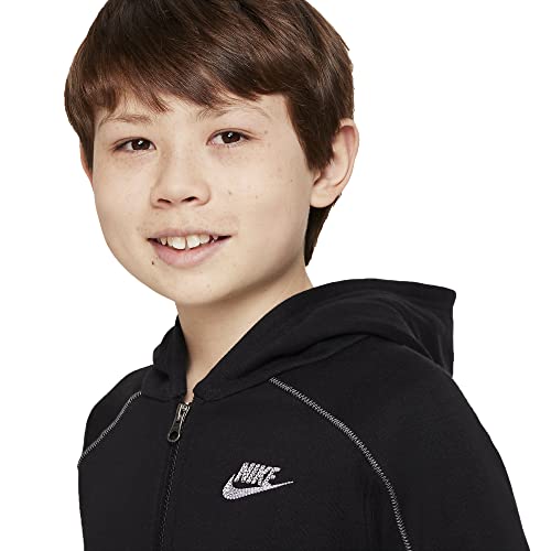 Nike Sportswear Big Kids Boys Fleece Full-Zip Hoodie (as1, alpha, x_l, regular, Black/Smoke Grey/White)3