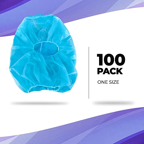 Amz Medical Supply Disposable Hood Caps One Size, Pack Of 100 Blue Polypropylene Hooded Caps With Elastic Edge, Non-Woven Full Face Hair Net, Breathable Surgical Hair And Beard Cover For Food Industry #TOP1