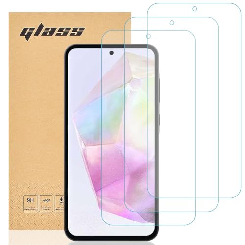 Totill Tempered Glass for Samsung Galaxy A35 Screen Protector [3 Pack] [Easy install] [Case Friendly] [Crystal Clarity] Comfortable Round Edge Shockproof Scratchproof oilproof Screen Protectors