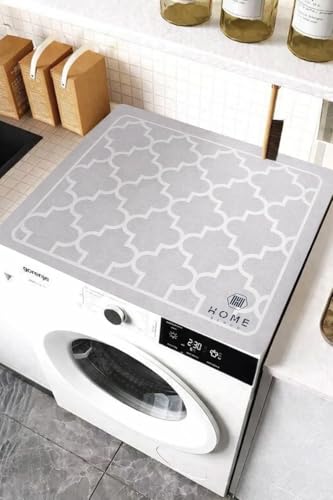 Image of Homecloud Non-Slip Washing Machine Mat - Durable Waterproof Protective Cover for Washer & Dryer, Dust-Resistant Mat Ideal for Laundry Room & Kitchen Appliances (Grey)