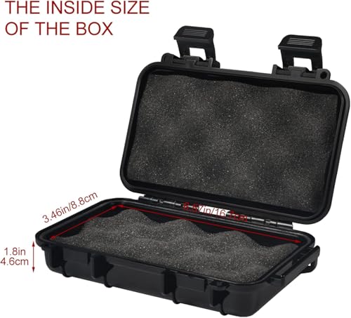 Image of Dry Storage Box, Shockproof Waterproof Box with 2 U‑Shape Buckle, Plastic Storage Container for Cameras, Phones, Camping, Fishing, Hiking(Large-Black)