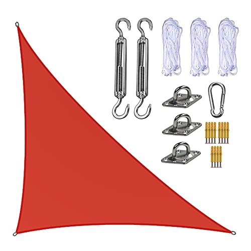 Toldo Vela de Sombra Toldos Terrazas Impermeables Exterior Toldo Vela Protección Rayos UV Toldo Resistente e Lmpermeable para Patio Exteriores Jardín,Rojo,2.5x2.5x2.5m