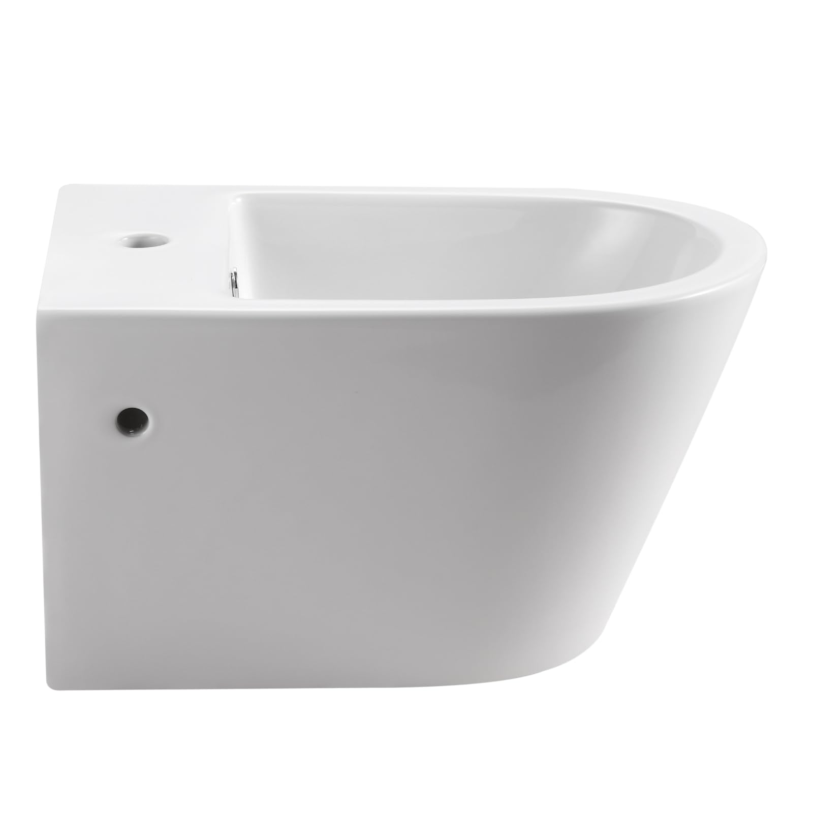 Bidet da parete con foro per rubinetto e troppopieno, bagno in ceramica bianca, bidet senza bordo, 525 x 365 x 300 mm, per bagno in ceramica bianca