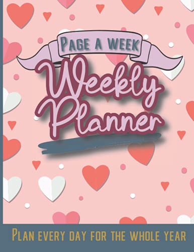 Page a Week Weekly Planner: Plan Every Day For The Full Year Planner & Notebook With Heart Themed Design image 2