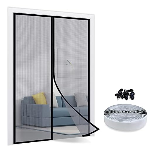 TheFitLife Fiberglass Magnetic Screen Door - Heavy Duty Mesh Curtain with Full Frame Hook and Loop Powerful Magnets That Snap Shut Automatically (74"x81" - Fits Doors Size up to 72"x80" Max)