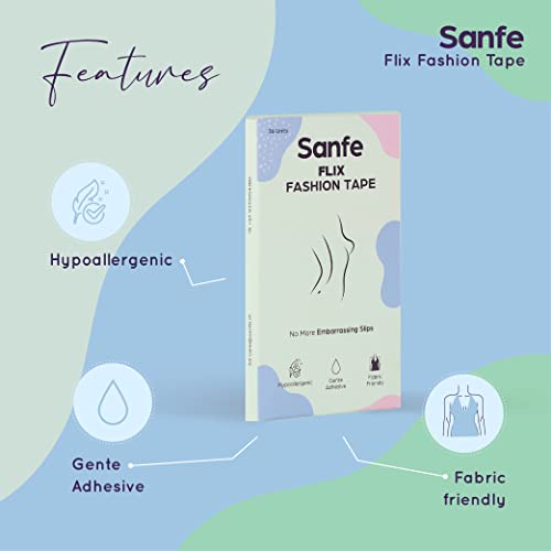 Sanfe Flix Fashion Tape, Fabric Tape & Body Tape, 36 piece Double sided fashion tape, Backless support, Fabric friendly Adhesive - Image 5