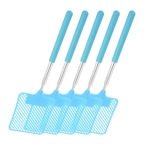 Fly Swatter - 5 Pieces Telescopic Fly Swatter for Indoors | Extendable Flyswatter Heavy Duty | Home Travel Use Handheld Racket Portable 30 Inch Reach Tool for Dining Room, Living Room