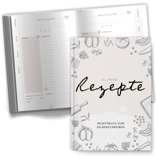 Sophies Kartenwelt Rezeptbuch zum Selberschreiben im handlichen A5 Format - Praktisch mit Register und Hardcover - Ideal als Geschenk für Kochbegeisterte