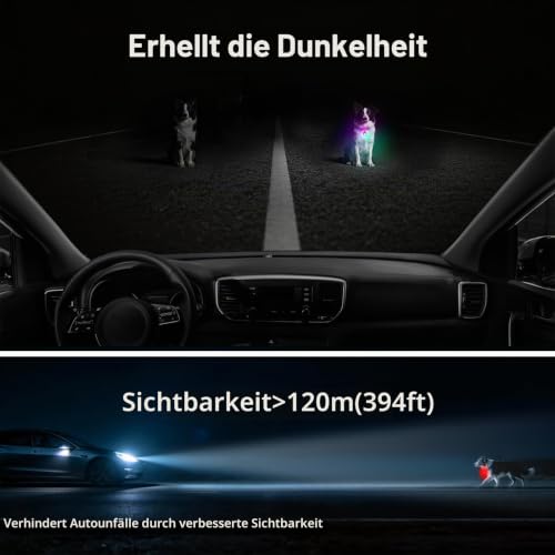 MonHall 2er Hundelicht, 4-Modi Wiederaufladbare Leuchtanhänger Hund, Superhelle Licht Hund, IP68 Wasserdicht Hunde Licht für Hunde Kinder Jogger Camper