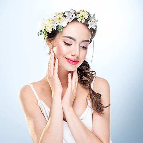 Foto von GmeDhc Blumenkranz Haare, 6 Stück Blumen Krone Hochzeit Braut, Haarband Blumen, Hochzeit Blumenkranz, Künstlich Blumenkranz Mädchen, Blumenkraanz Haare Set für Festival Party Hochzeit Strand