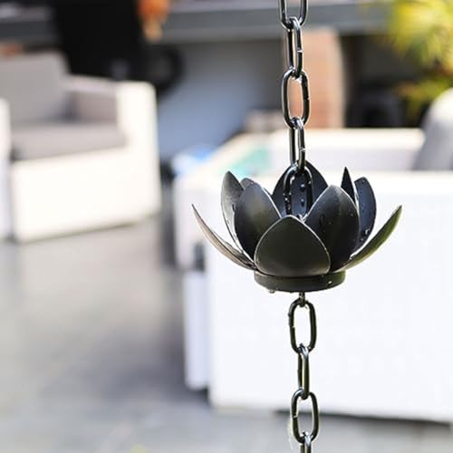 Lotus Chaîne de pluie réglable en métal pour gouttières