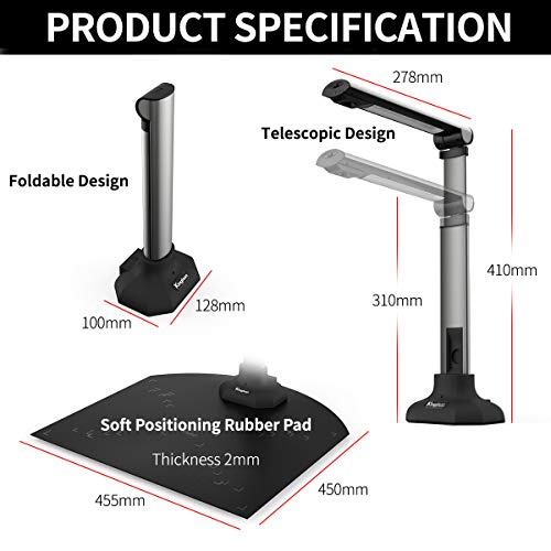 Kinghun KC6A07 Book & Document Camera, 8MP High Definition Portable Book Document Scanner, Capture Size A3/A4, Smart Multi-Language OCR, USB, Professional Software, SDK & Twain for Development - Thumbnail 5