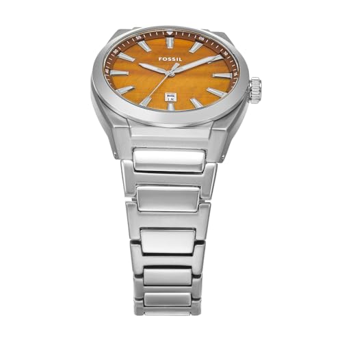 Image of Fossil Men Everett Silver Quartz Stainless Steel Analogue Watch Fs6057