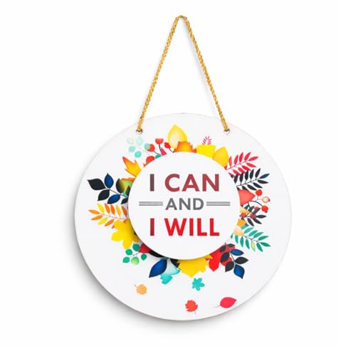 Image of DECORIQUE Wooden Wall Hanging Decor Can Will Decorative Wall Art MDF Wooden Modern Design Motivational Hanger for Home Door Office Living Room Entryway Bedroom Wall Decoration