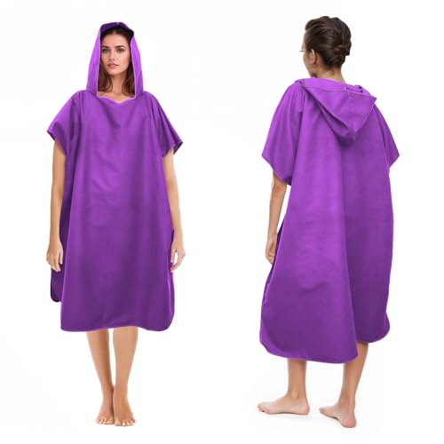 Poncho de bain pour homme et femme, serviette poncho en microfibre, long porte-manteau avec capuche, idéal pour la plage et le surf