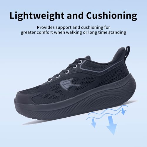 RomenSi Wide Toe Box Shoes Women Walking Tennis with Arch Support Orthotic Sneakers for Plantar Fasciitis US 6-114