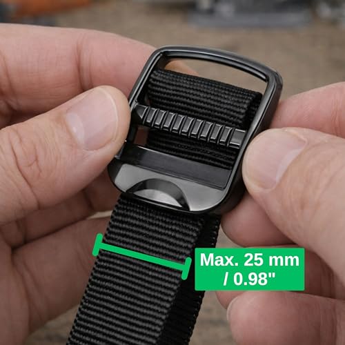 Stegschnalle, 2 Stück, 25 mm Breite, aus Metall, in Grau-Schwarz, für bis 25 mm breite Gurtbänder, Leiter Schnalle zum Einfädeln, Ersatz Steg Schnalle, Stegschnalle Reparatur, Rucksack Leiterschnalle