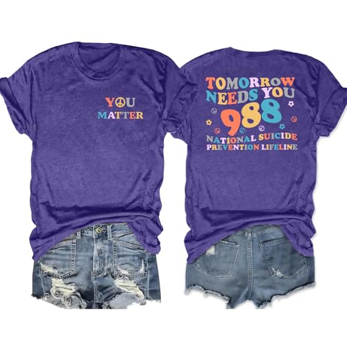 You Matter Shirts for Women Suicide Prevention Awareness T-Shirt Mental Health Tees Therapist Psychologist Gifts