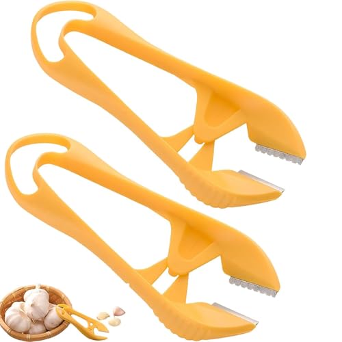 Pelador de ajo rápido y portátil, herramienta de acero inoxidable para quitar la piel con agujero para colgar, pinzas manuales para pelar ajos, utensilio de cocina para evitar olores en las manos (2