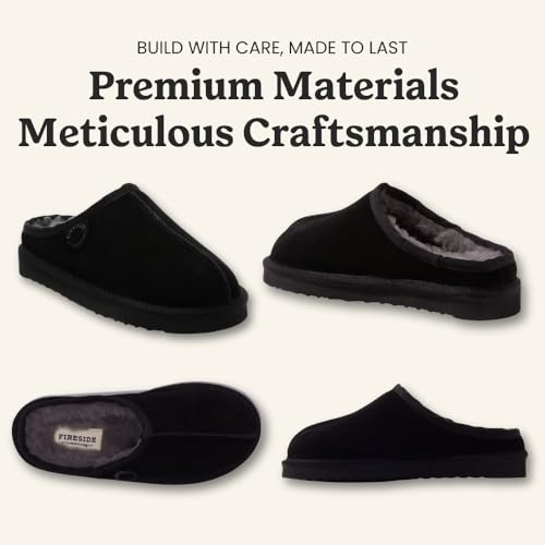 Image of Fireside by Dearfoams Women's Greta Genuine Shearling Clog Slippers, 100% Natural Suede Clogs for Outdoor & Indoor