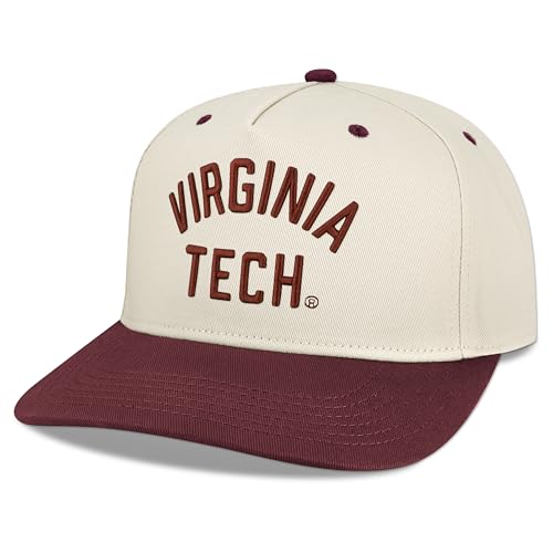 Legacy NCAA Officially Licensed Baseball Hat, Virginia Tech Hokies, Lightweight Cap for Men & Women, Heritage Twill Adjustable (HTA), Stone/Maroon, One Size Fits Most, Adjustable Closure