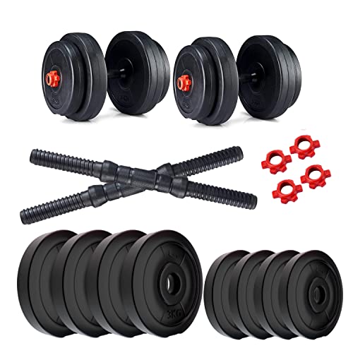 Image of Kore Pvc 16 Kg (3 Kg X 4 + 1 Kg X 4) Combo 16 Dumbbells Set, Multicolor