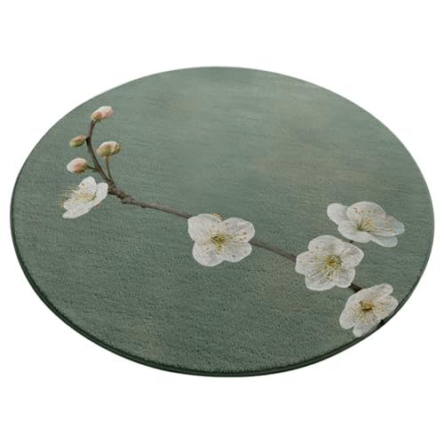 Alfombra Redonda 100cmAmarillo Verde Alfombras de Habitación,Dormitorio Antideslizante Lavable, Microfibra Suave, Estampados para Decoración