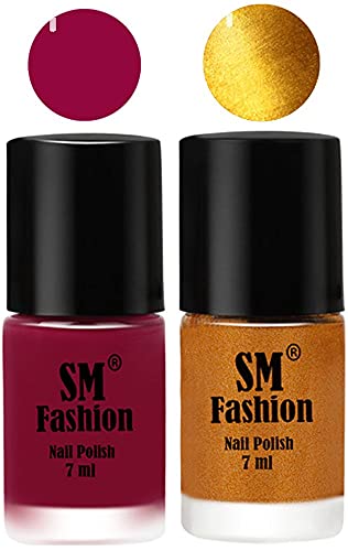 Image of Long Lasting Nail Polish | Nail Paint Combo 7 ml Each) - Set of 2 Cherry Blossom-Golden
