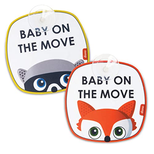 Image of Diono Baby On The Move 2 Pack of Baby On Board Car Window Stickers with Suction Cups