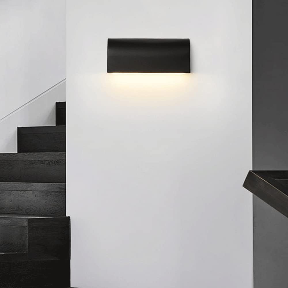 Luz nocturna para cabecera de dormitorio interior, lámpara decorativa moderna para escaleras LED de 10 W, apliques de pared de metal negro de un solo cabezal, luces de bañador de pared con iluminació