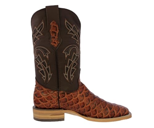 Texas Legacy Mens Cognac Cowboy Boots Anaconda Snake Print Leather Square Toe2