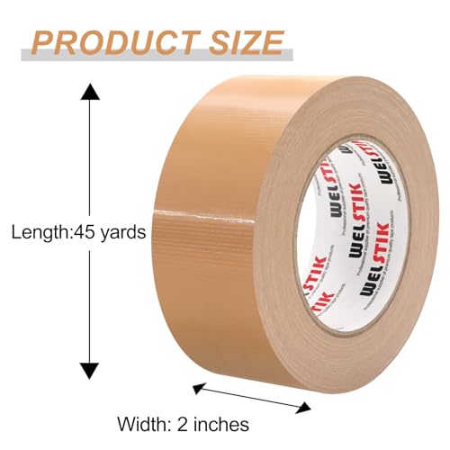 WELSTIK Professional Grade Duct Tape, Waterproof Duct Cloth Fabric,Duct Tape for Photographers,Repairs, DIY, Crafts, Indoor Outdoor Use (2 Inch X 45 Yards, Brown)