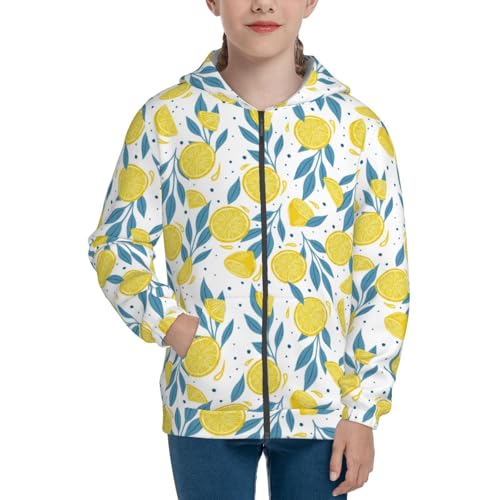Lemons and Leaves Kids Pullover Hoodies Boys Zip Up Sweatshirts Girls Athletic Clothes with Pocket3