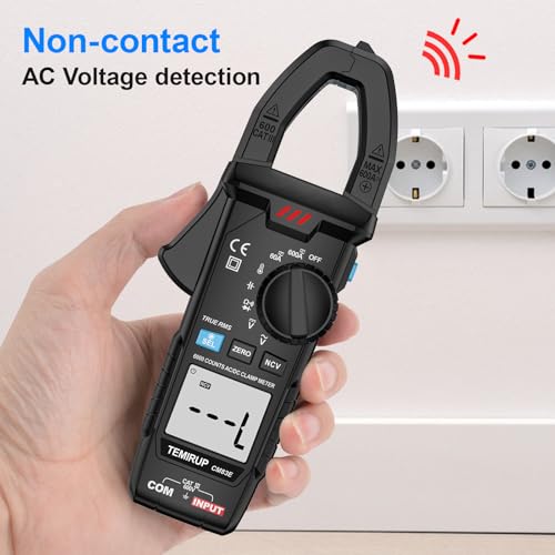 Image of Digital Clamp Meter Multimeter TRMS 6000 Counts 600A Auto-ranging Amp Meter with Flashlight Backlight, Measures NCV, AC /DC Voltage Current, Continuity Capacitance Diode Resistance, Temperature