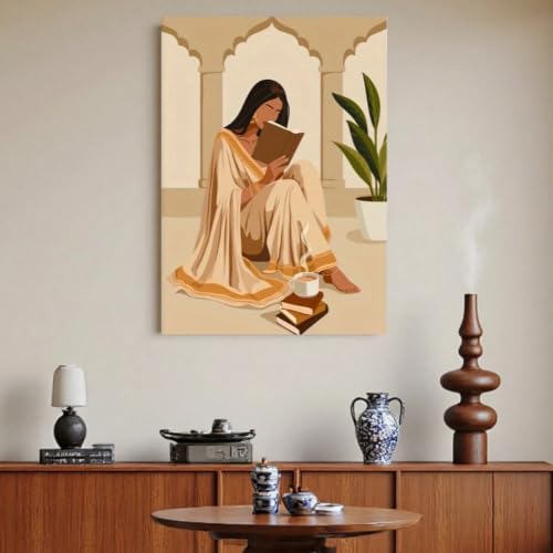 Décoration de chambre bohème indienne : une toile minimaliste apaisante