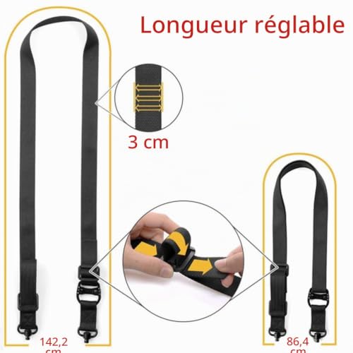 Sangle de fusil QD à 2 points, sangle de réglage rapide avec pivot QD Sling pour rail Mlok à changement rapide - 120 cm x 3,2 cm – vue 5