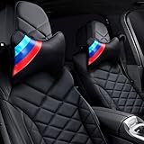 Erivis 2 PCS Car Headrest Pillow for BMW Accessories, Car Soft PU Leather Neck Pillow Support