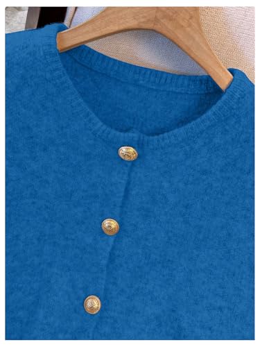 Image of RoseSeek Women's Button Down Sweater Vest Sleeveless Crewneck Knit Outerwear Old Money Knitwear