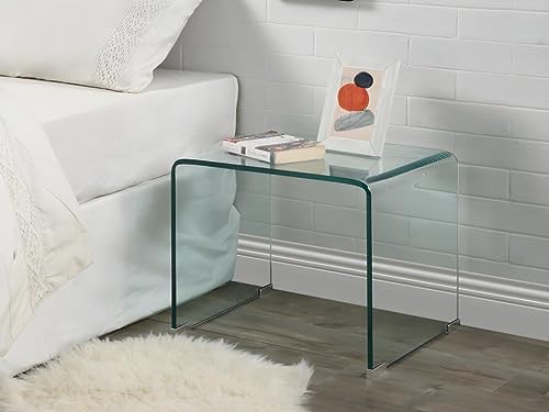Vente-unique - Comodino Vetro temperato curvo