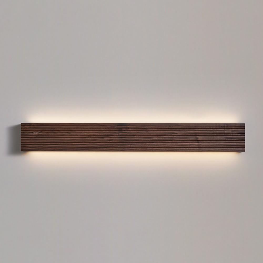 Aplique de pared lineal de nogal LED moderno y ultrafino para iluminación decorativa