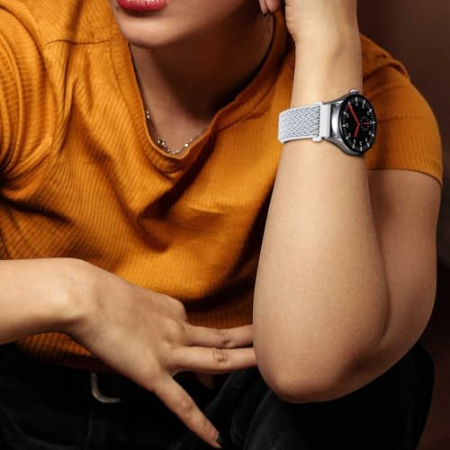 BISONSTRAP Stretchy Nylon Watch Band, Adjustable Buckle Loop Bands, Quick Release, Elastic Braided Nylon Strap 20mm, White - Image 7