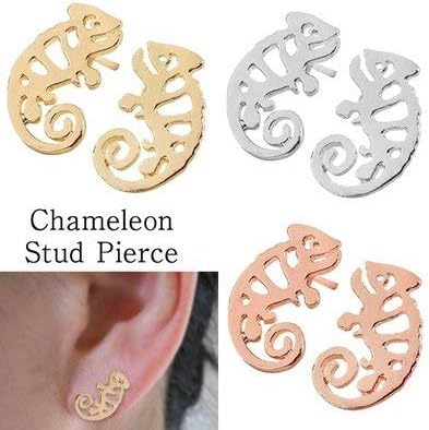 Amazon | カメレオン ピアス コミカル ペアピアス 爬虫類 両生類 真鍮