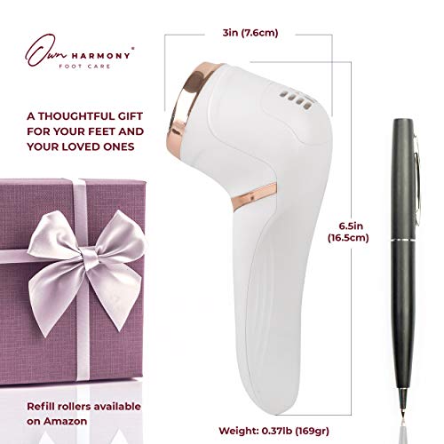 Own Harmony Electric Callus Remover With Vacuum - Foot Care For Women - Professional Pedicure Tools For Powerful Pedi Care Vac - 3 Rollers Electric Feet File Cr2100 - Best For Hard Dry, Cracked Heels #TOP6