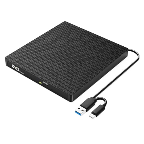 Graveur CD externe rapide et lecteur DVD USB C ultra fin pour PC portable