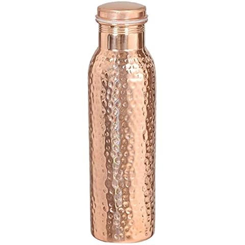 OSNICA Pure Copper Water Bottle, Joint Free, Leak Proof, Healthy, Handmade, (600 ml) Cover
