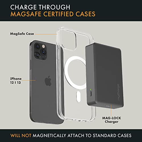 Mycharge Portable Charger Iphone 14, 13, 12 & Mag Safe Cases - Maglock 9000Mah Wireless Magnetic Power Bank - Compatible With Magsafe Battery Pack, Usb C Cable Input/Output - Graphite #TOP3