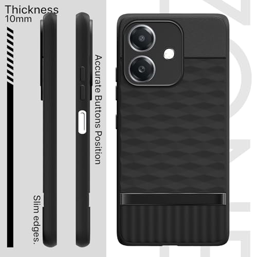 Image of Pikkme Back Cover for Oppo A3x 5G / A3x 4G / A3 5G Camera Protection 3D Hexa Cube Design Silicone Protective Bumper Case (Black)